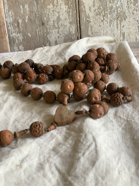 French Vintage Light Brown Rosary Beads