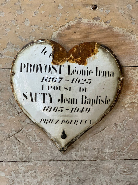 Rustic French Enamel Memorial Heart