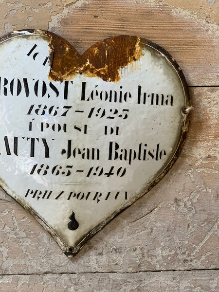 Rustic French Enamel Memorial Heart