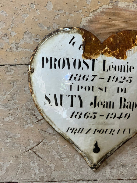 Rustic French Enamel Memorial Heart