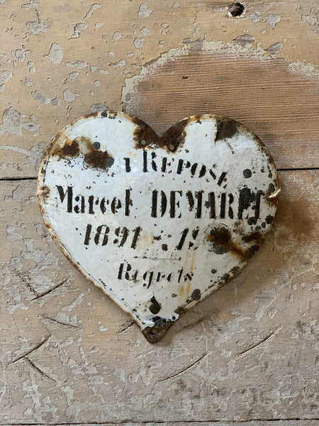 French Vintage Memorial Enamel Heart