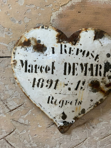 French Vintage Memorial Enamel Heart