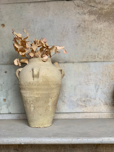 French Vintage Tall Natural Earthenware Vase