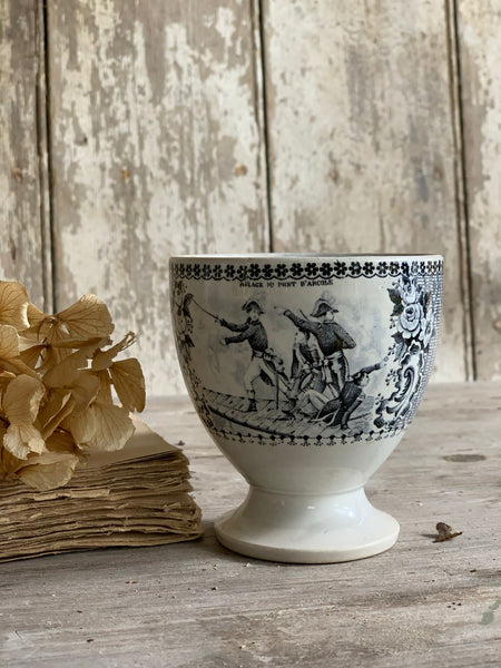 Vintage Transferware Chalice Candle in Seasalt & Woodsage