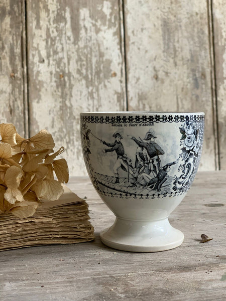 Vintage Transferware Chalice Candle in Seasalt & Woodsage