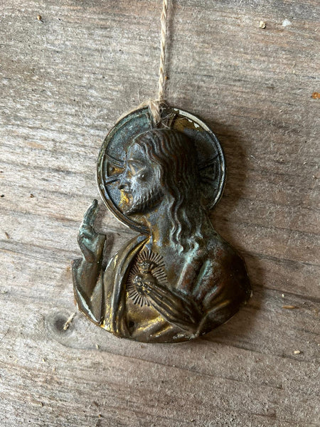 French Vintage Religious Metal Figure