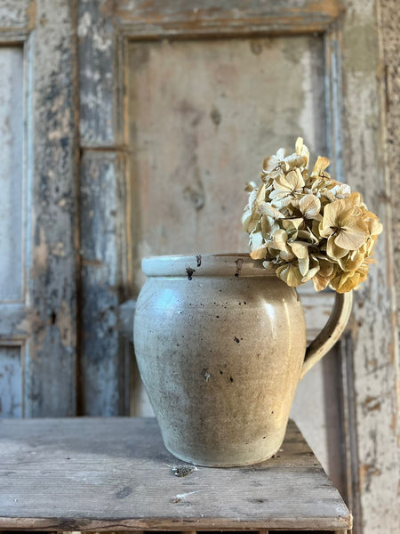 French Vintage Tall Handled Stoneware Pot