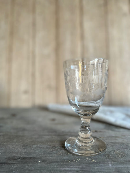 Vintage French Etched Glass Rummer