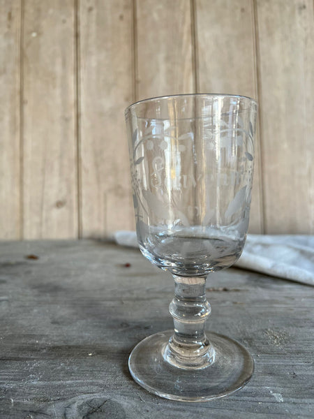 Vintage French Etched Glass Rummer