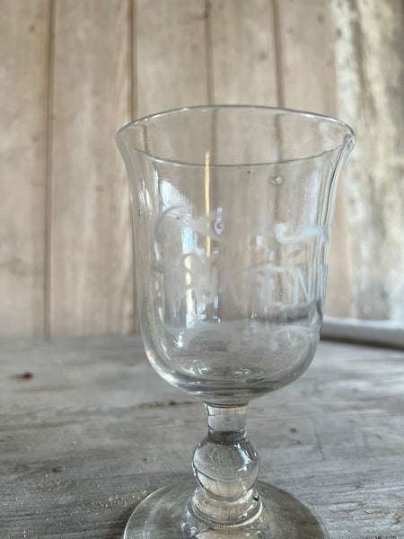 Vintage French Etched Glass Rummer