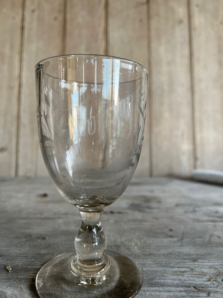 Vintage French Etched Glass Rummer