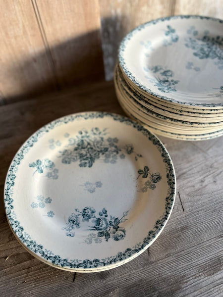 Antique French Terre De Fer Transferware Plates