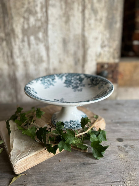 French Floral Transferware raised dish