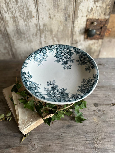 French Floral Transferware raised dish