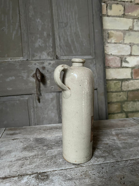 French Vintage Tall Handled Stoneware Bottle