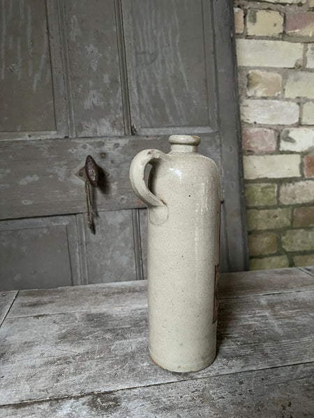 French Vintage Tall Handled Stoneware Bottle