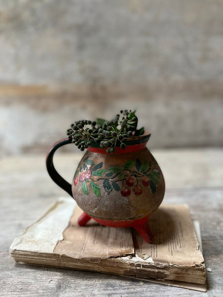 French Floral Painted Stoneware Pot