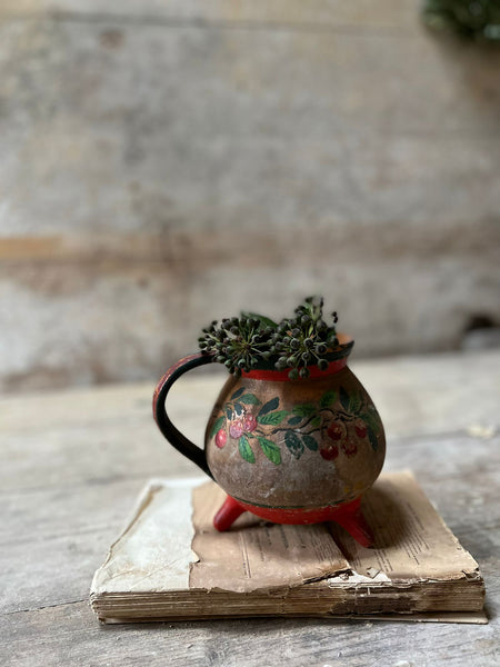 French Floral Painted Stoneware Pot