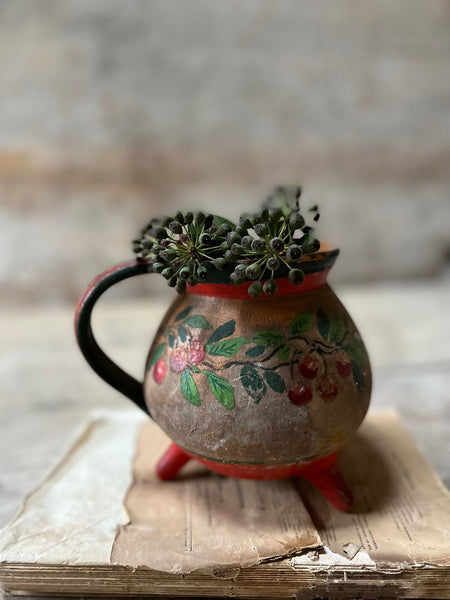French Floral Painted Stoneware Pot