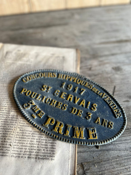 Blue and Yellow French Plaque