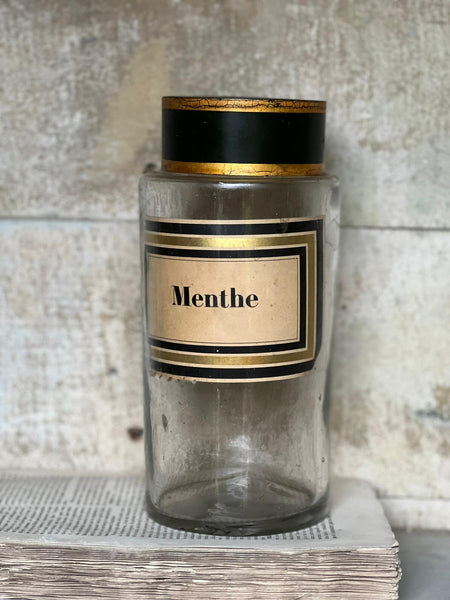 Antique French Chemist Menthe Bottle