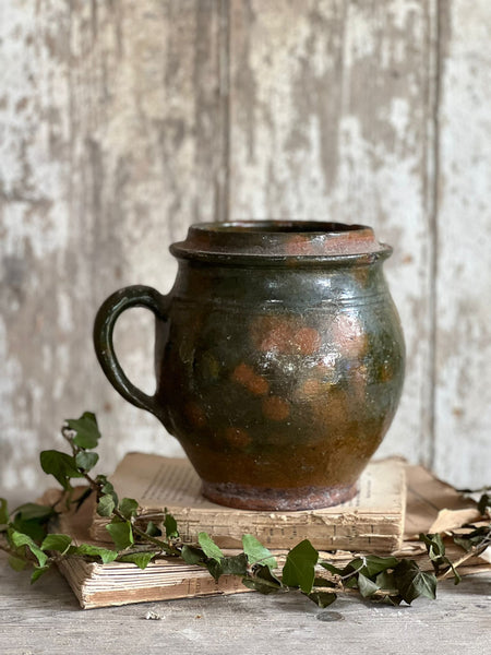 Dark Dappled Earthenware Jug