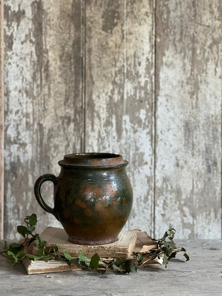 Dark Dappled Earthenware Jug