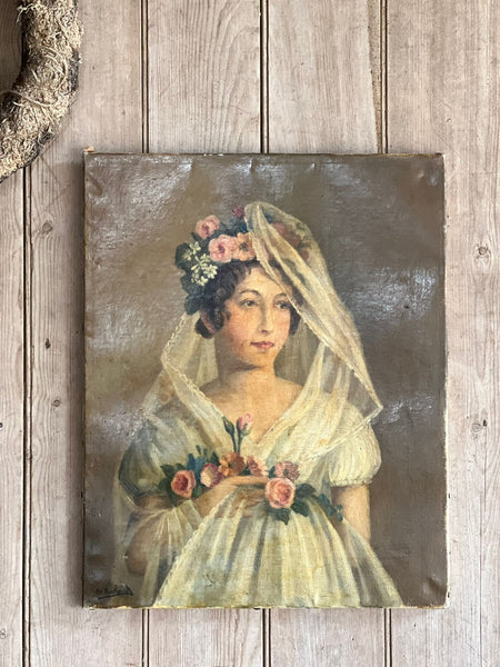 Stunning Bridal Portrait Oil on Canvas