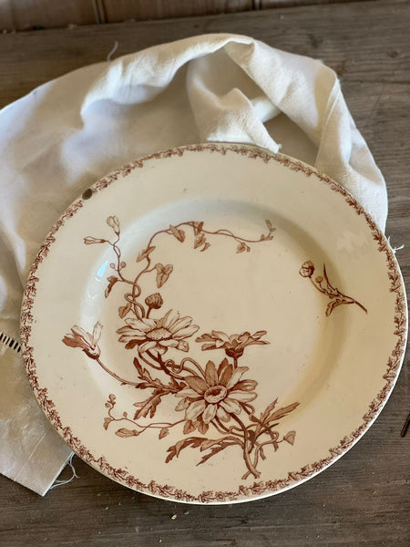 Brown Vintage Floral Plate