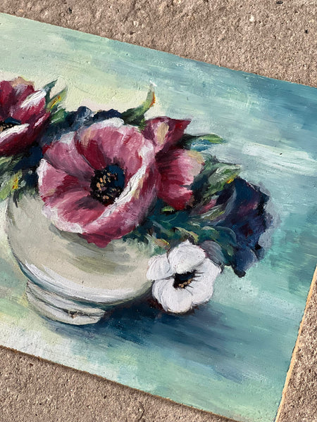 French Bowl of Florals on Board