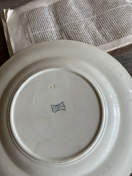 French Vintage Luneville Champetre Floral Dish