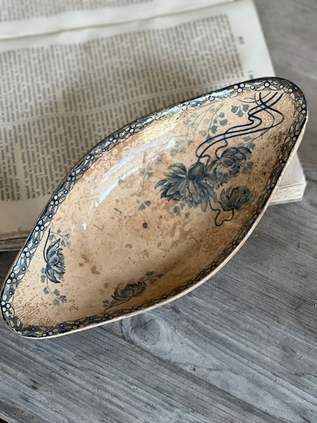 Aged Sarreguemines Transferware Dish