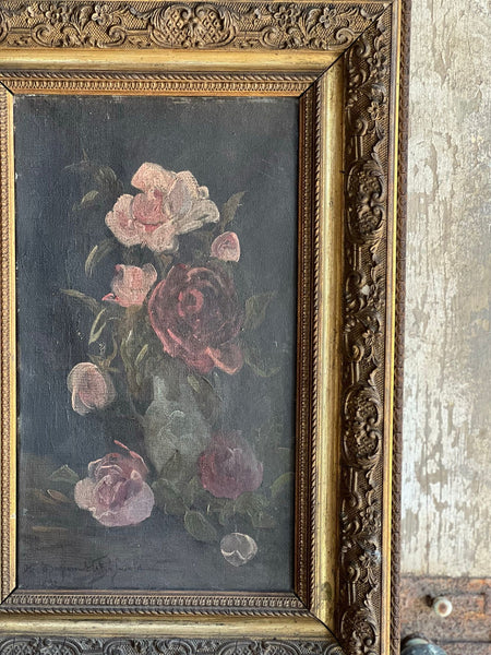Beautiful Framed French Floral Oil