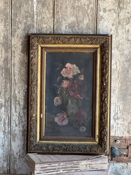 Beautiful Framed French Floral Oil