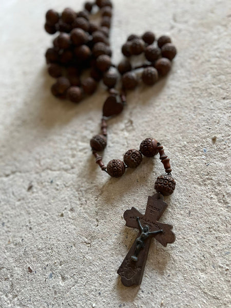 French Vintage Dark Brown Rosary Beads