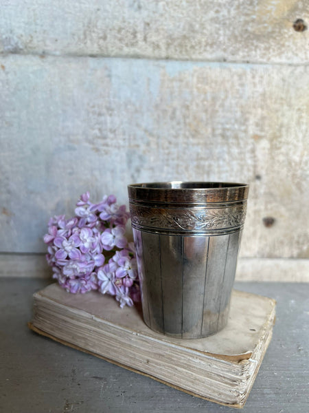 French Metal Cup Candle in Rhubarb and White Lilac