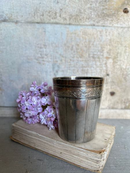 French Metal Cup Candle in Rhubarb and White Lilac