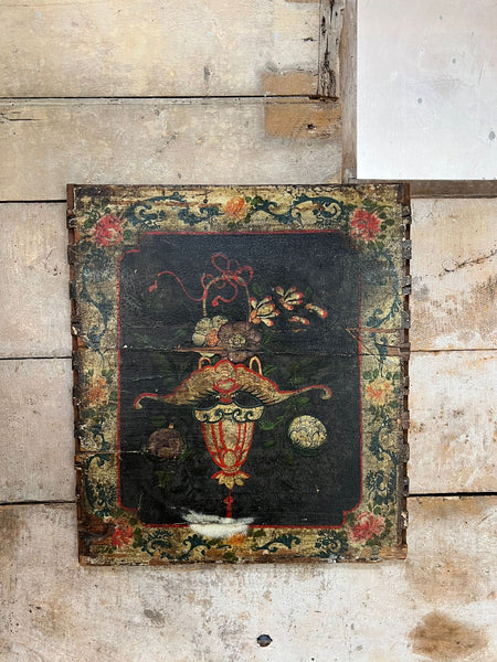 Vintage Painted Wooden Panel 18th century