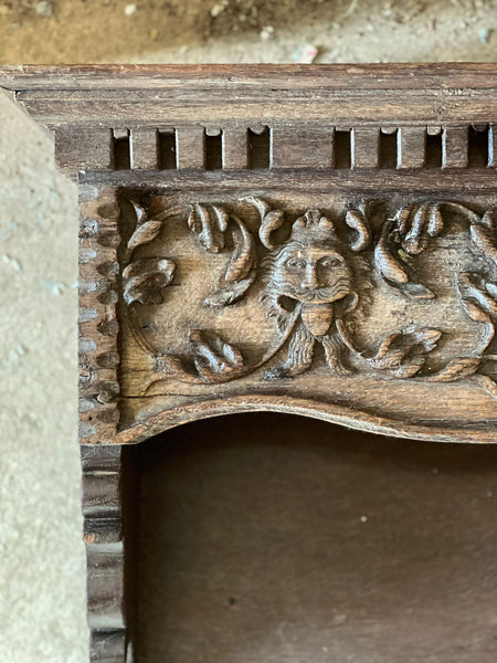 Vintage Carved Wooden Shelf Unit