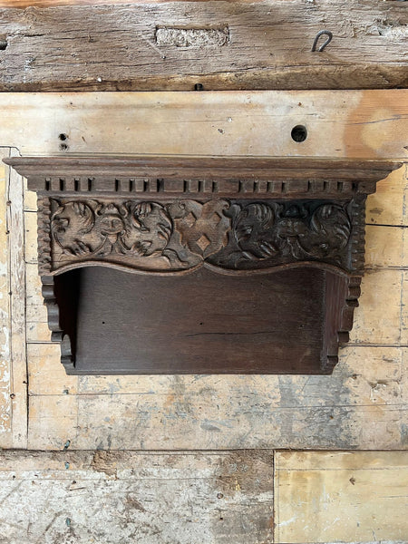 Vintage Carved Wooden Shelf Unit