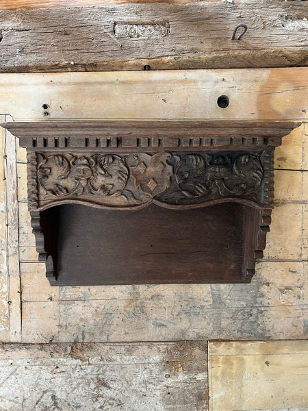 Vintage Carved Wooden Shelf Unit