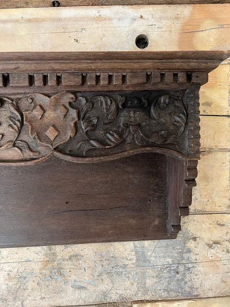 Vintage Carved Wooden Shelf Unit