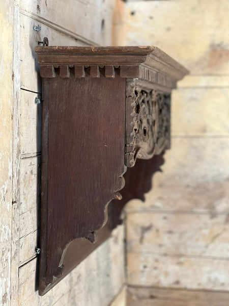 Vintage Carved Wooden Shelf Unit