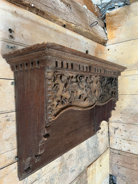 Vintage Carved Wooden Shelf Unit