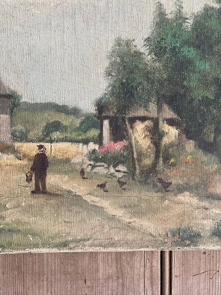 French Chicken Farm Oil Painting on Canvas