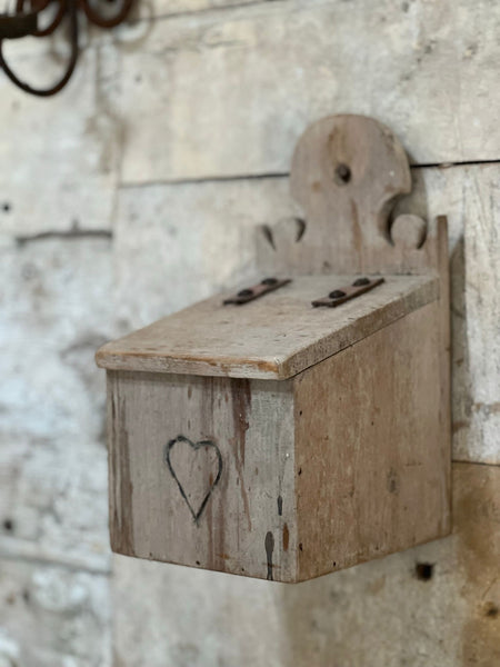 Folk art wooden salt box