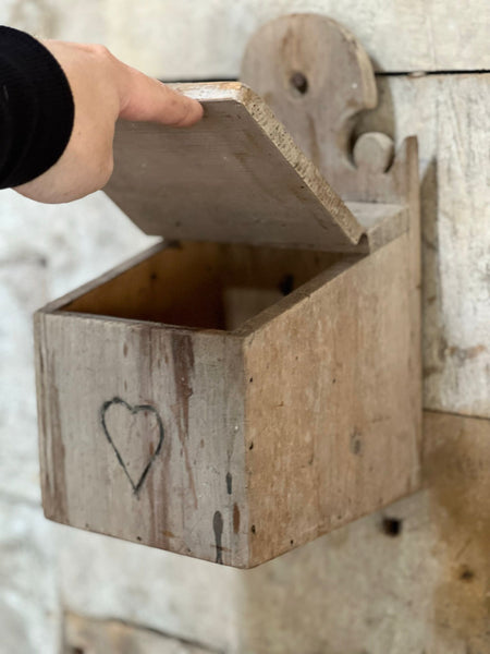 Folk art wooden salt box