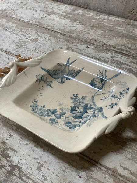 Stunning Bird and Floral French Vintage Platter