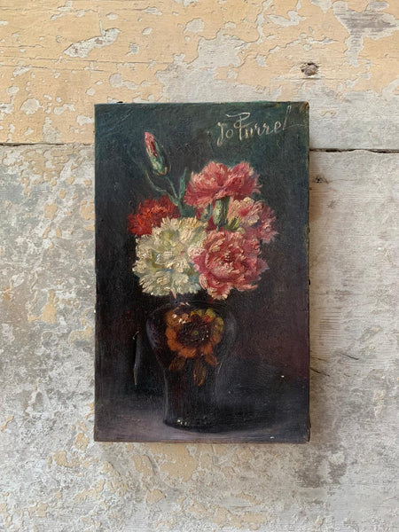 Beautiful Dark French Floral Oil on Canvas