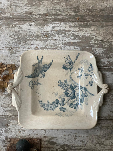 Stunning Bird and Floral French Vintage Platter